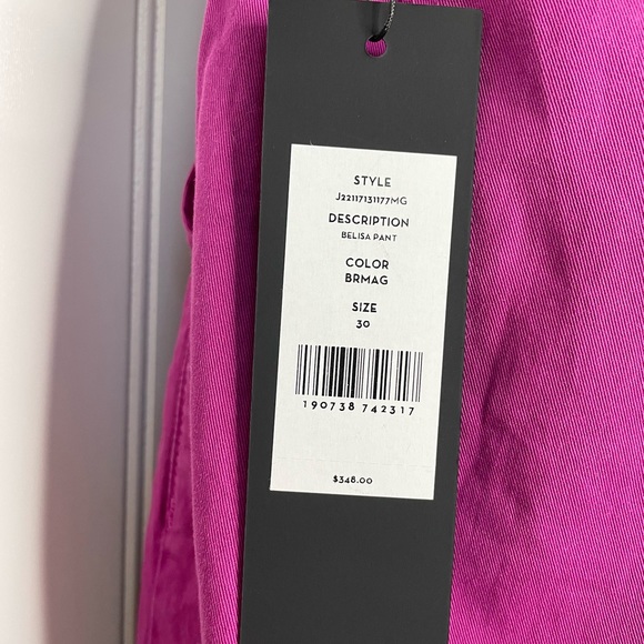 Veronica Beard Belisa Tie-Waist Wide-Leg Cargo Pant Bright Magenta Pink Size 30 - Picture 5 of 8